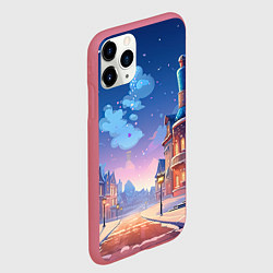 Чехол iPhone 11 Pro матовый Новогодний город, цвет: 3D-малиновый — фото 2
