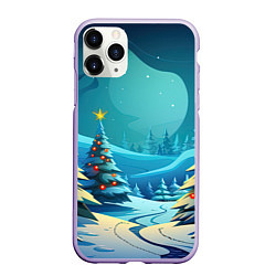 Чехол iPhone 11 Pro матовый Новогодние елки в снегу, цвет: 3D-светло-сиреневый