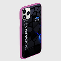 Чехол iPhone 11 Pro матовый Subaru - плиты с эффектом свечения, цвет: 3D-фиолетовый — фото 2