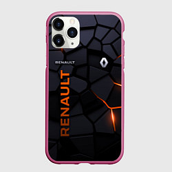 Чехол iPhone 11 Pro матовый Renault - плиты с эффектом свечения, цвет: 3D-малиновый