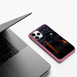 Чехол iPhone 11 Pro матовый Renault - плиты с эффектом свечения, цвет: 3D-малиновый — фото 2