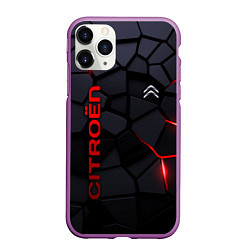 Чехол iPhone 11 Pro матовый Citroen - плиты с эффектом свечения, цвет: 3D-фиолетовый