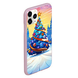 Чехол iPhone 11 Pro матовый Новогоднее настроение елочка, цвет: 3D-розовый — фото 2