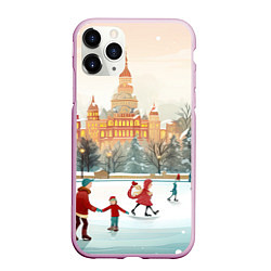 Чехол iPhone 11 Pro матовый Каток новогодний, цвет: 3D-розовый