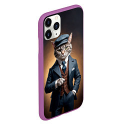 Чехол iPhone 11 Pro матовый Кот в стиле Томаса Шелби - Острые козырьки, цвет: 3D-фиолетовый — фото 2