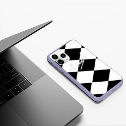 Чехол iPhone 11 Pro матовый Алиса шахматная клетка, цвет: 3D-светло-сиреневый — фото 2