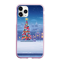 Чехол iPhone 11 Pro матовый Новогодняя нарядная елка, цвет: 3D-розовый