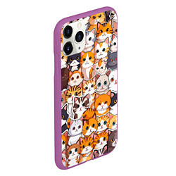 Чехол iPhone 11 Pro матовый Очень много котиков, цвет: 3D-фиолетовый — фото 2