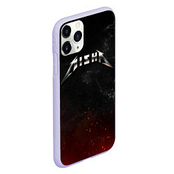 Чехол iPhone 11 Pro матовый Миша в стиле Металлика - искры и огонь, цвет: 3D-светло-сиреневый — фото 2