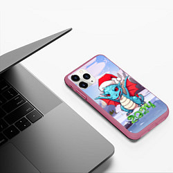 Чехол iPhone 11 Pro матовый Символ года дракон 2024, цвет: 3D-малиновый — фото 2