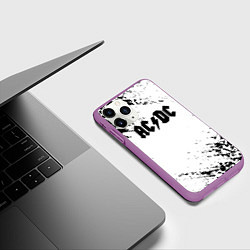 Чехол iPhone 11 Pro матовый ACDC rock collection краски черепа, цвет: 3D-фиолетовый — фото 2