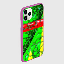 Чехол iPhone 11 Pro матовый Кожаный рельеф, цвет: 3D-фиолетовый — фото 2