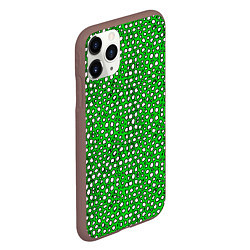 Чехол iPhone 11 Pro матовый Белые пузырьки на зелёном фоне, цвет: 3D-коричневый — фото 2