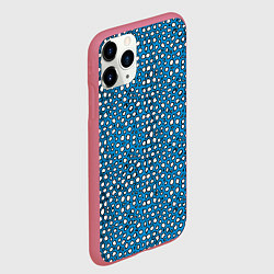 Чехол iPhone 11 Pro матовый Белые пузырьки на синем фоне, цвет: 3D-малиновый — фото 2