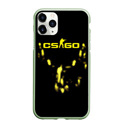 Чехол iPhone 11 Pro матовый CS GO краски желтые, цвет: 3D-салатовый
