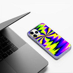 Чехол iPhone 11 Pro матовый Неоновая фрактальная абстракция, цвет: 3D-светло-сиреневый — фото 2