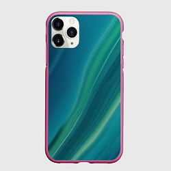 Чехол iPhone 11 Pro матовый Сине-зелёная жидкая текстура - нейросеть, цвет: 3D-малиновый