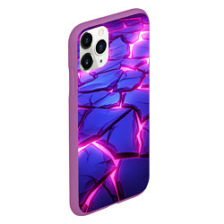 Чехол iPhone 11 Pro матовый Неоновые фиолетовые камни со свечением, цвет: 3D-фиолетовый — фото 2