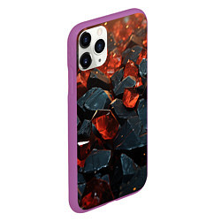 Чехол iPhone 11 Pro матовый Красные и черные плиты, цвет: 3D-фиолетовый — фото 2