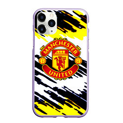 Чехол iPhone 11 Pro матовый Манчестер Юнайтед клуб краски, цвет: 3D-светло-сиреневый