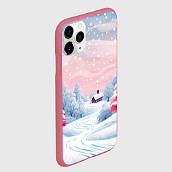 Чехол iPhone 11 Pro матовый Пушистый снегопад, цвет: 3D-малиновый — фото 2