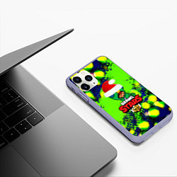 Чехол iPhone 11 Pro матовый Brawl stars leon green color, цвет: 3D-светло-сиреневый — фото 2