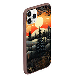 Чехол iPhone 11 Pro матовый Зимний лес в ожидании праздника, цвет: 3D-коричневый — фото 2