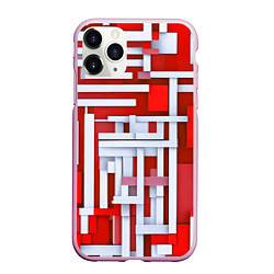 Чехол iPhone 11 Pro матовый Полосы на красном фоне, цвет: 3D-розовый