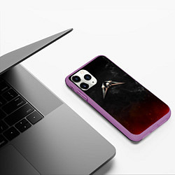 Чехол iPhone 11 Pro матовый Папа в стиле Металлика, цвет: 3D-фиолетовый — фото 2