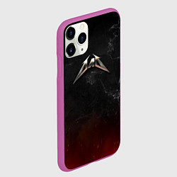 Чехол iPhone 11 Pro матовый Папа в стиле Металлика, цвет: 3D-фиолетовый — фото 2