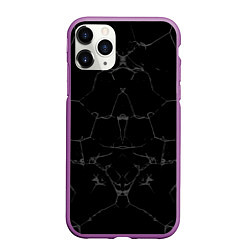 Чехол iPhone 11 Pro матовый Чёрные трещины, цвет: 3D-фиолетовый