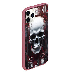 Чехол iPhone 11 Pro матовый Киберпанк череп с дреддами, цвет: 3D-малиновый — фото 2