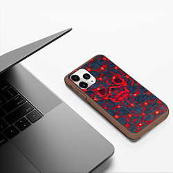 Чехол iPhone 11 Pro матовый Красная неоновая сеть, цвет: 3D-коричневый — фото 2