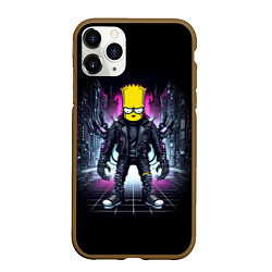 Чехол iPhone 11 Pro матовый Cool Bart Simpson - cyberpunk - ai art, цвет: 3D-коричневый