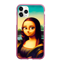 Чехол iPhone 11 Pro матовый Нейросеть - Мона Лиза в стиле Pixar, цвет: 3D-малиновый