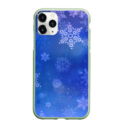 Чехол iPhone 11 Pro матовый Декоративные снежинки на фиолетовом