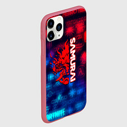 Чехол iPhone 11 Pro матовый Все логотипы игр samurai, цвет: 3D-малиновый — фото 2