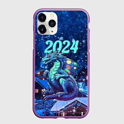 Чехол iPhone 11 Pro матовый Волшебный дракон 2024, цвет: 3D-фиолетовый