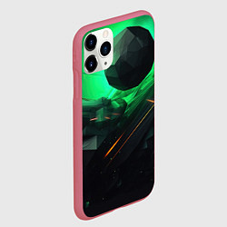 Чехол iPhone 11 Pro матовый Зеленые фантазии в абстракции, цвет: 3D-малиновый — фото 2