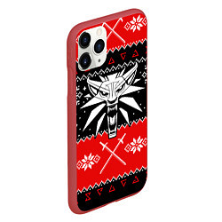 Чехол iPhone 11 Pro матовый The Witcher christmas sweater, цвет: 3D-красный — фото 2