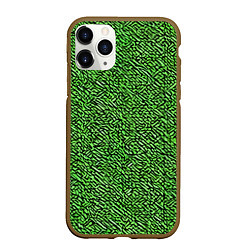 Чехол iPhone 11 Pro матовый Чёрные и зелёные мазки, цвет: 3D-коричневый