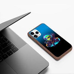 Чехол iPhone 11 Pro матовый Губка Боб на мотоцикле - киберпанк - нейросеть, цвет: 3D-коричневый — фото 2