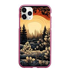 Чехол iPhone 11 Pro матовый Волшебные орнаменты, цвет: 3D-малиновый
