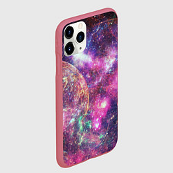 Чехол iPhone 11 Pro матовый Пурпурные космические туманности со звездами, цвет: 3D-малиновый — фото 2