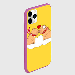 Чехол iPhone 11 Pro матовый Влюбленный капибара, цвет: 3D-фиолетовый — фото 2