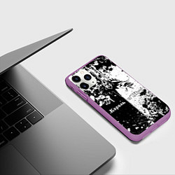 Чехол iPhone 11 Pro матовый Король и шут - черно-белая абстракция, цвет: 3D-фиолетовый — фото 2