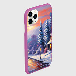 Чехол iPhone 11 Pro матовый Заснеженный новогодний лес чудес, цвет: 3D-фиолетовый — фото 2