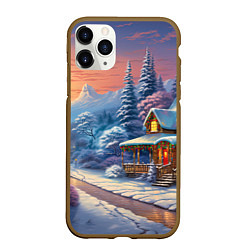 Чехол iPhone 11 Pro матовый Вихрь новогоднего настроения, цвет: 3D-коричневый