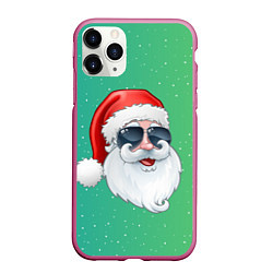 Чехол iPhone 11 Pro матовый Дед Мороз в очках, цвет: 3D-малиновый
