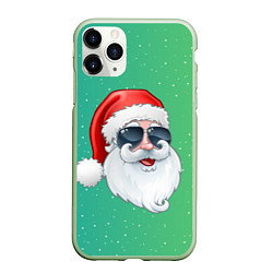 Чехол iPhone 11 Pro матовый Дед Мороз в очках, цвет: 3D-салатовый